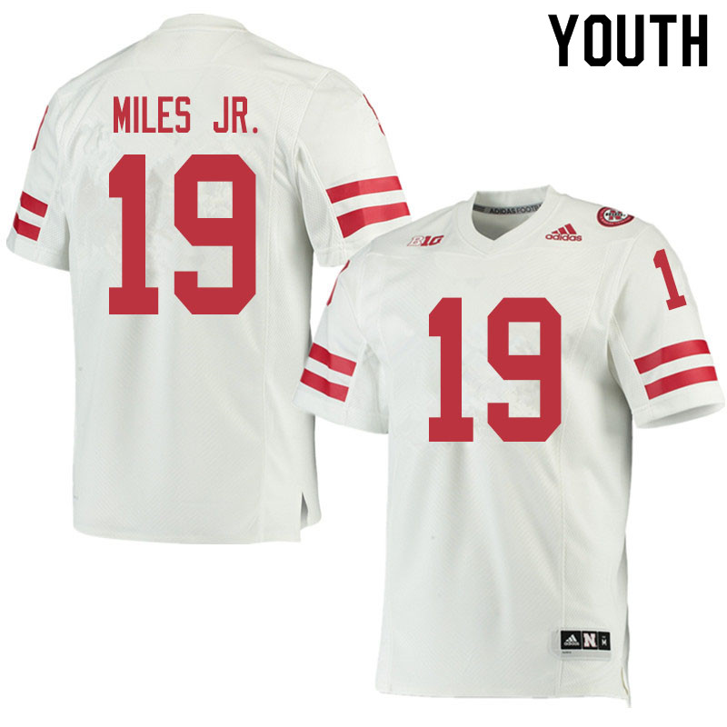 Youth #19 Barron Miles Jr. Nebraska Cornhuskers College Football Jerseys Sale-White - Click Image to Close